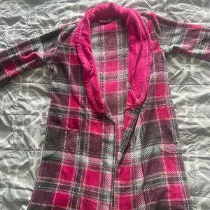 Ulta Beauty Fuchsia and Gray Plaid Cardigan